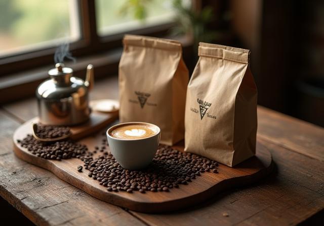 Creative commercial shoot of artisan coffee products