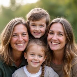Family group portrait outdoors